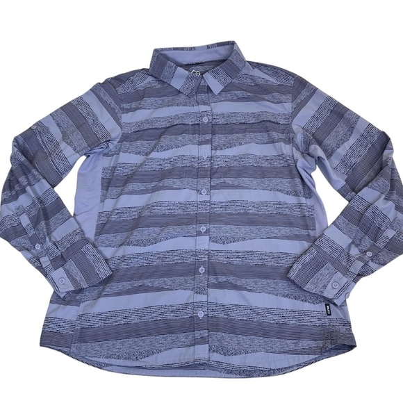 REl Co-op Sahara Pattern Purple Grey Button-Up Long-Sleeve Nylon Shirt Hiking L - Picture 10 of 16